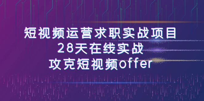 短视频运-营求职实战项目,28天在线实战,攻克短视频offer(46节课)