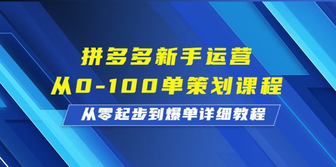 (6920期)拼多多新手运营从0-100单策划课程,从零起步到爆单详细教程