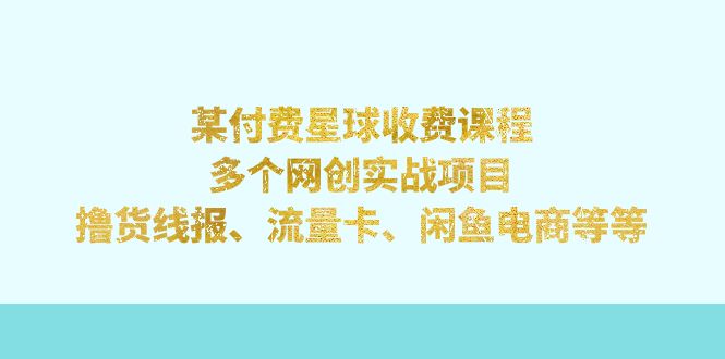 (7199期)某付费星球课程:多个网创实战项目,撸货线报、流量卡、闲鱼电商等等