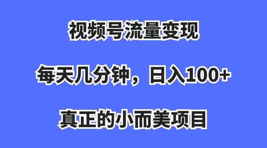 (7212期)视频号流量变现,每天几分钟,收入100+,真正的小而美项目