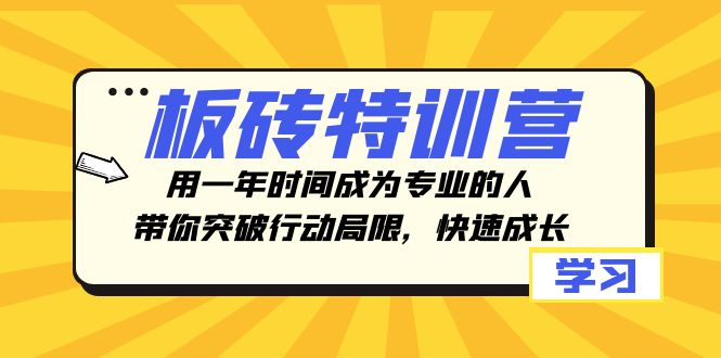 (8048期)板砖特训营,用一年时间成为专业的人,带你突破行动局限,快速成长