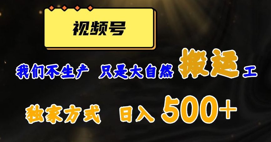 视频号轻松搬运日赚500+,一个1分钟1条原创视频【揭秘】