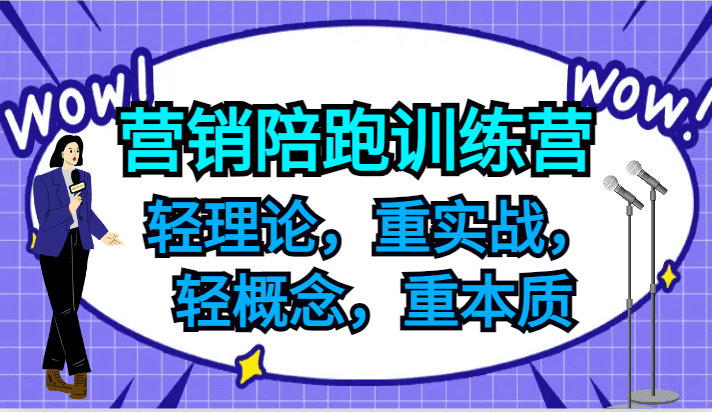 营销陪跑训练营,轻理论,重实战,轻概念,重本质,适合中小企业和初创企业的老板