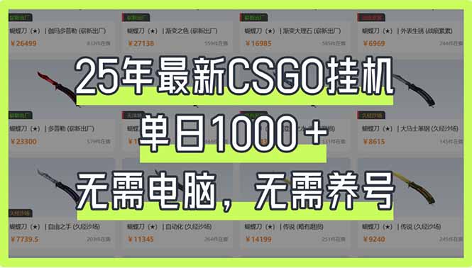 25年最新CSGO挂机系统,单日1000+,无需电脑,无需养号,0基础可上手