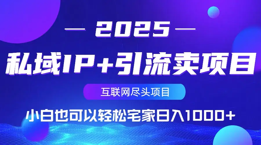 私域IP+引流卖项目,小白也可以做到轻松宅家日入1000+