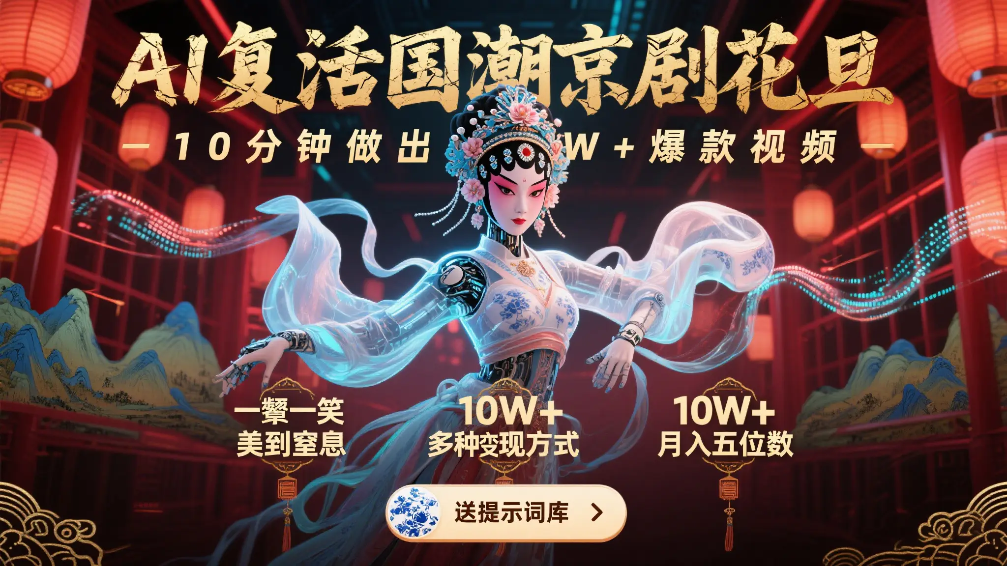 AI复活国潮京剧花旦,10分钟做出10W+爆款视频,多种变现方式,月入五位数-创业猫 AI复活国潮京剧花旦,10分钟做出10W+爆款视频,多种变现方式,月入五位数