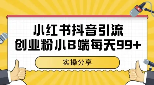 小红书抖音创业粉,小B端粉自热,日引99+的一个玩法【揭秘】
