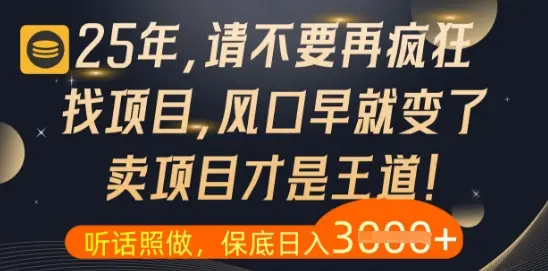 什么?25年你还在疯狂找项目做,醒醒吧,看完这些你全都懂了【揭秘】