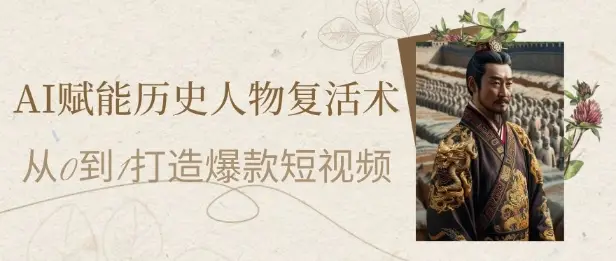 AI赋能历史人物复活术:从0到1打造爆款短视频,7天涨粉10W,小白也能月入过1W
