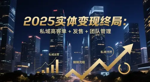 2025实体变现终局:私域高客单+发售+团队管理