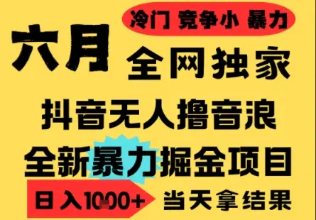25年6月高爆抖音无人直播最新撸音浪掘金项目,小白可做,无脑日入1k+,门槛低可批量矩阵【揭秘】