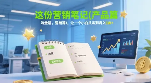 这份营销笔记(产品篇,流量篇,营销篇),让一个小白从零到月入1W+