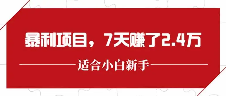 最新暴利项目,每单收益轻松在300以上,7天赚了2.4万