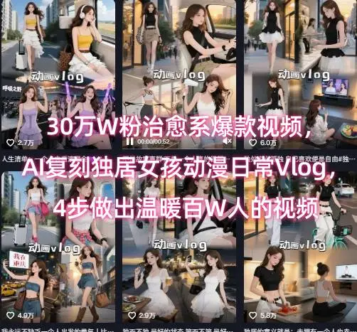 30万W粉治愈系爆款视频,AI复刻独居女孩动漫日常Vlog,4步做出温暖百W人的视频