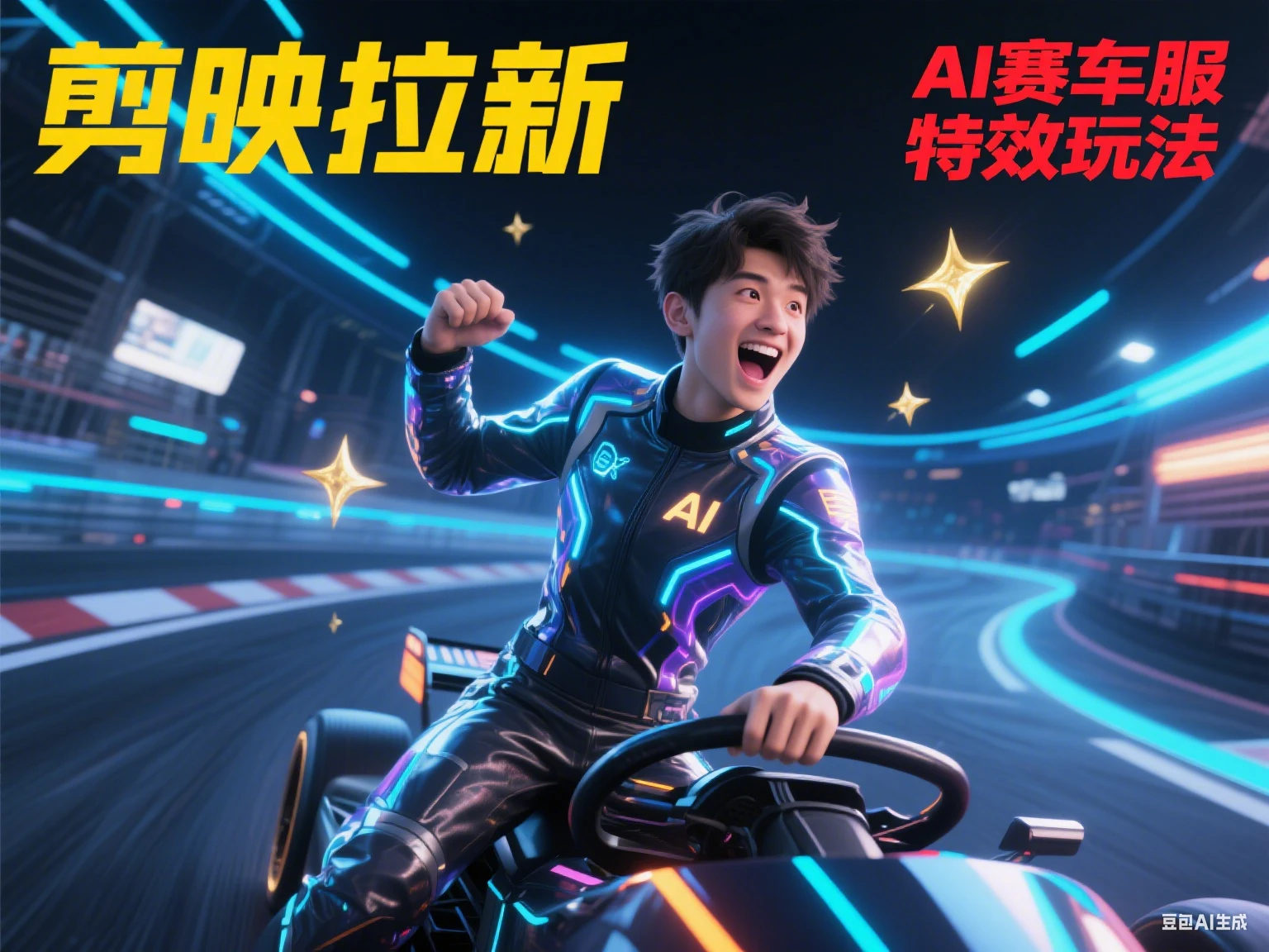 剪映拉新 AI赛车服特效玩法-创业猫 剪映拉新 AI赛车服特效玩法