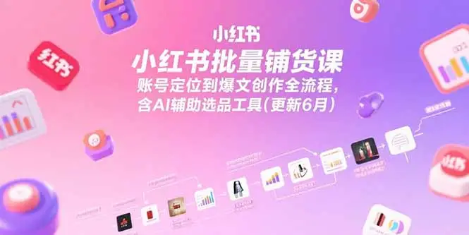 小红书批量铺货课,账号定位到爆文创作全流程,含AI辅助选品工具(更新6月