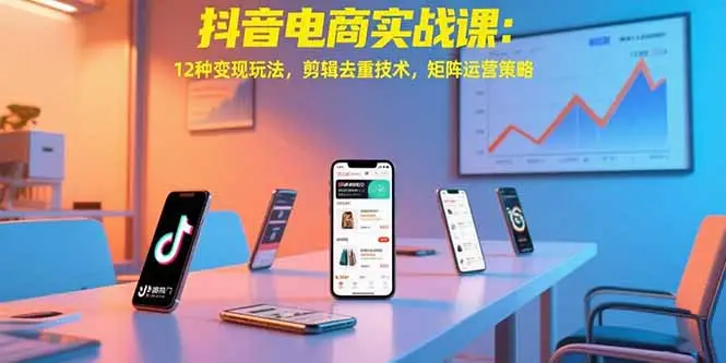 抖音电商实战课:12种变现玩法,剪辑去重技术,矩阵运营策略