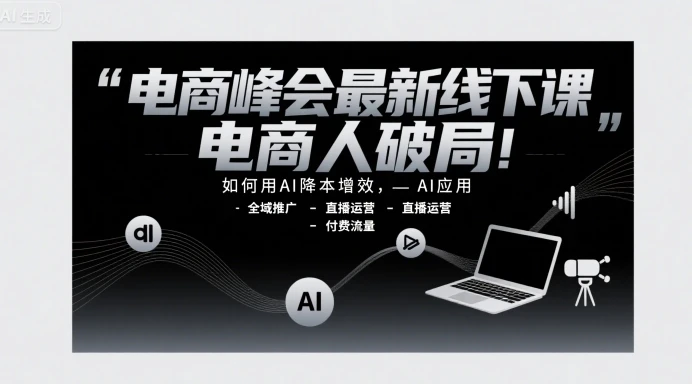 【精】电商峰会最新线下课,电商人破局,如何用AI降本增效,AI应用-全域推广-直播运营-付费流量-创业猫 【精】电商峰会最新线下课,电商人破局,如何用AI降本增效,AI应用-全域推广-直播运营-付费流量