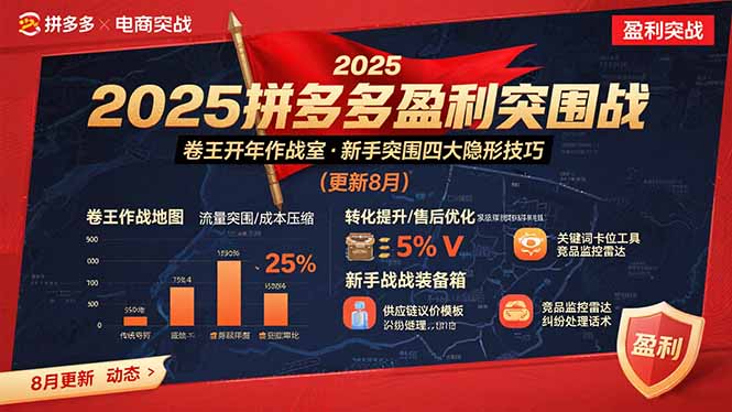 2025拼多多盈利突围战:卷王开年作战室,新手突围四大隐形技巧(更新8月
