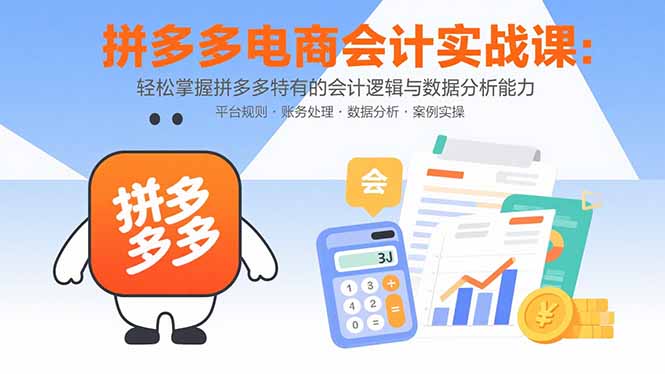 拼多多电商会计实战课:轻松掌握拼多多特有的会计逻辑与数据分析能力