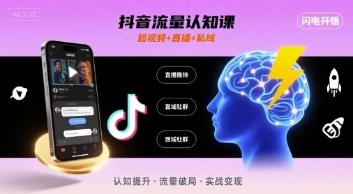 【精】抖音流量认知课,短视频+直播+私域,认知提升,闪电开悟-创业猫 【精】抖音流量认知课,短视频+直播+私域,认知提升,闪电开悟