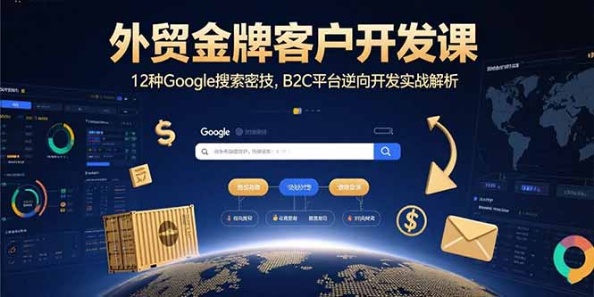 外贸金牌客户开发课,12种Google搜索密技,B2C平台逆向开发实战解析