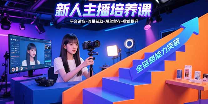新人主播培养课:平台适应-流量获取-粉丝留存-收益提升 全链路能力突破