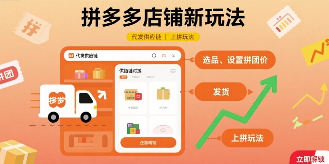 拼多多店铺新玩法,代发供应链上拼玩法