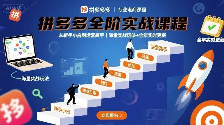 【精】拼多多全阶实战课程,从新手小白到运营高手,海量实战玩法+全年实时更新【2025年9月更新】-创业猫 【精】拼多多全阶实战课程,从新手小白到运营高手,海量实战玩法+全年实时更新【2025年9月更新】