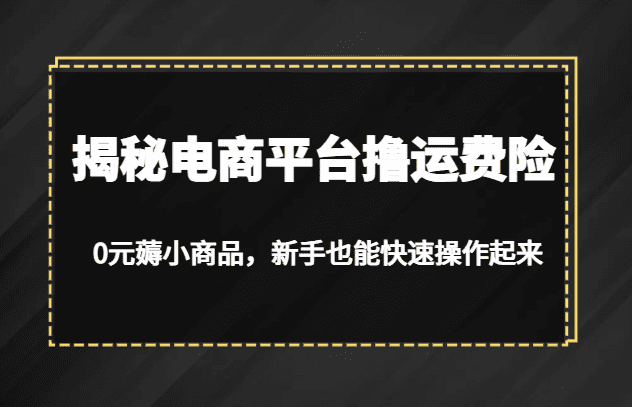 揭秘电商平台撸运费险，0元薅小商品，新手也能快速操作起来