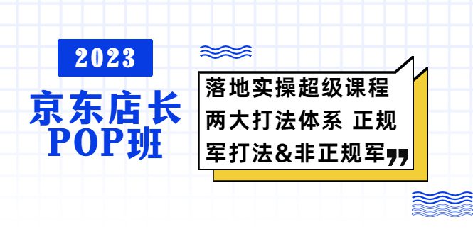 （5699期）2023京东店长·POP班 落地实操超级课程 两大打法体系 正规军&amp;非正规军