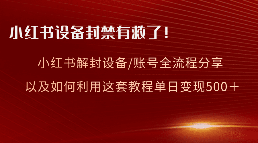 （8441期）小红书设备及账号解封全流程分享，亲测有效，以及如何利用教程变现