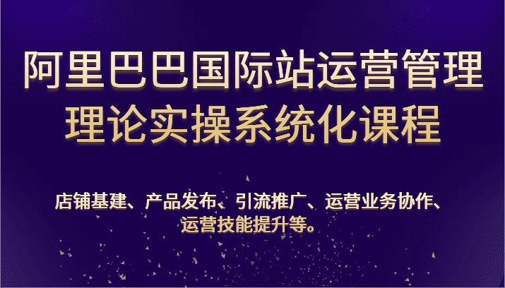 阿里巴巴国际站运营管理理论实操系统化课程：基建、发布、推广、协作、技能提升等