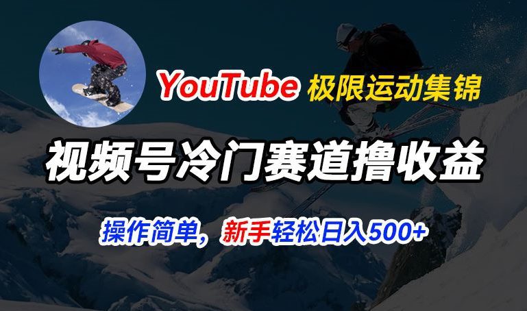 视频号冷门赛道撸收益，YouTube搬运极限运动集锦，暴力起号，操作简单流量高，轻松日入5张