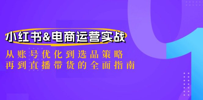 小红书&amp;电商运营实战：从账号优化到选品策略，再到直播带货的全面指南