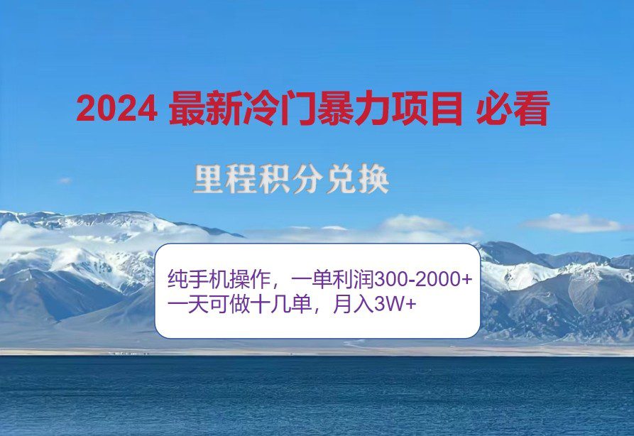 2024惊爆冷门暴利，里程积分最新玩法，高爆发期，一单300+—2000+