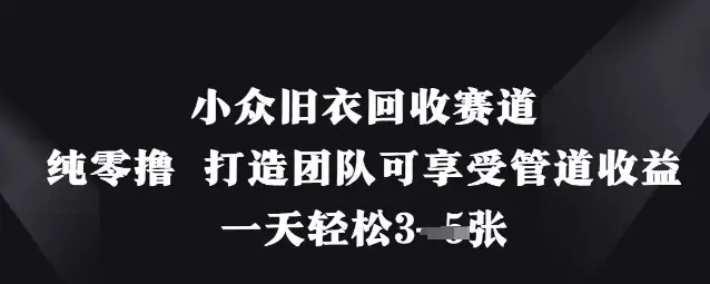 小众旧衣回收赛道，纯零撸 打造团队可享受管道收益，一天轻松3张