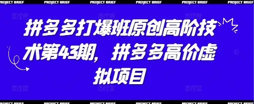 拼多多打爆班原创高阶技术第43期，拼多多高价虚拟项目