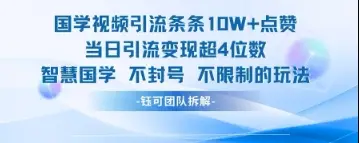 国学视频引流条条10W+点赞当日引流变现超4位数
