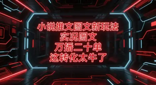 小说推文图文新玩法，实况图文，万播二十单，这转化太牛了！