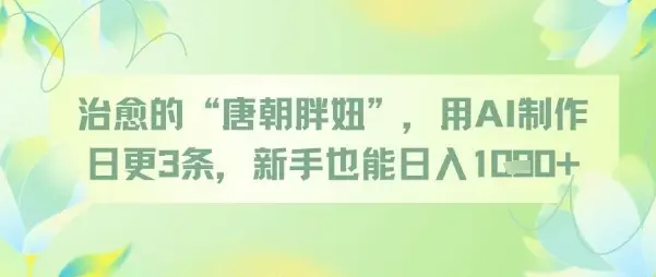 治愈的“唐朝胖妞”，用AI制作日更3条，新手也能日入多张