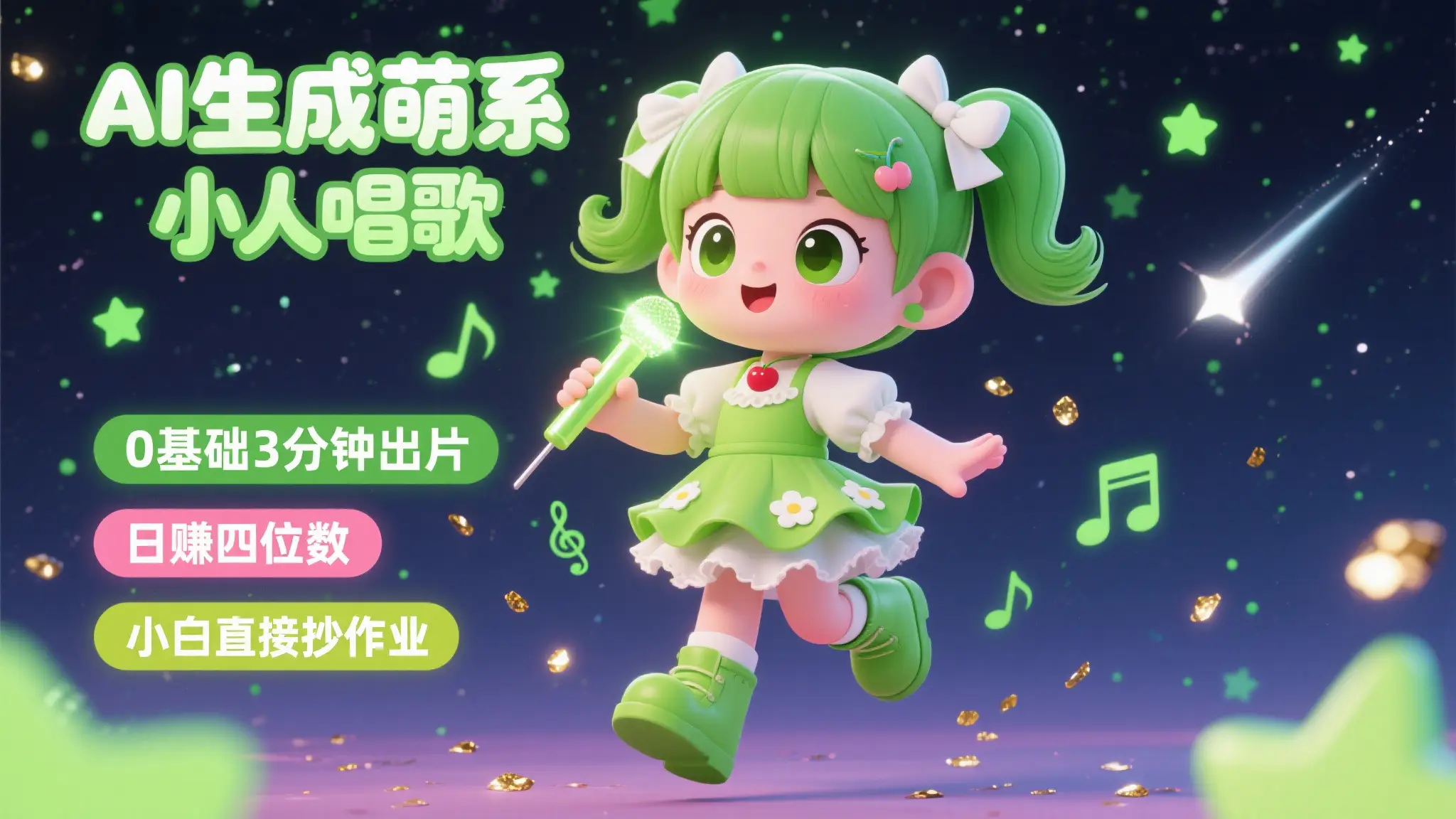 AI生成萌系小人唱歌！0基础3分钟出片，28个作品涨粉8.9万，日赚四位数，小白直接抄作业
