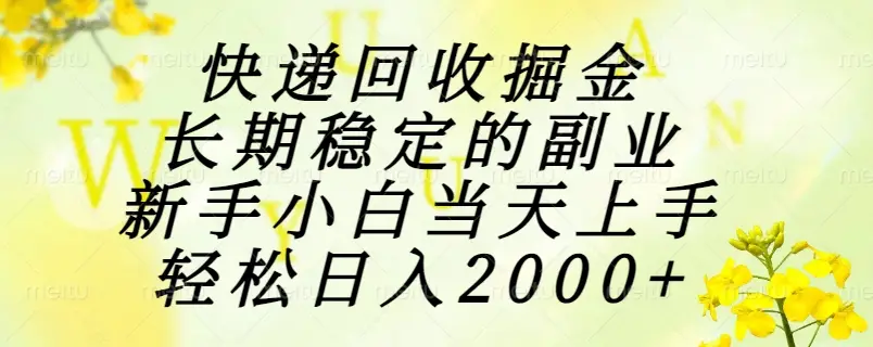 快递回收掘金，长期稳定的副业，新手小白当天上手，轻松日入2000+