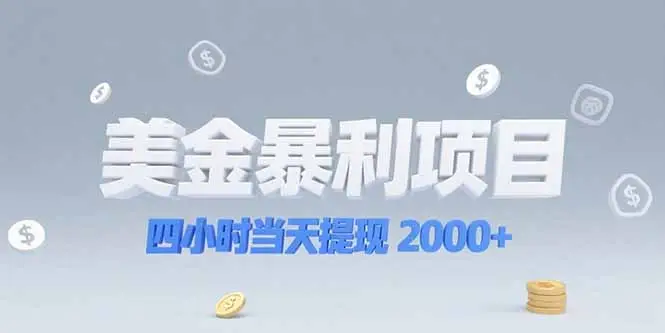 美金暴利项目，四小时当天提现 2000+机会留给会选赛道的人