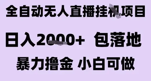 最新全自动抖音无人直播挂G项目，日入2k+ 包落地暴力撸金，小白可做【揭秘】