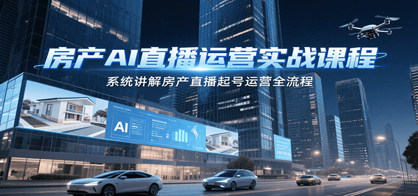 房产AI直播运营实战课程，系统讲解房产直播起号运营全流程