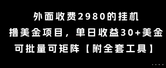 外面收费2980的挂G撸美金项目，单日收益30+美金，可批量可矩阵【揭秘】