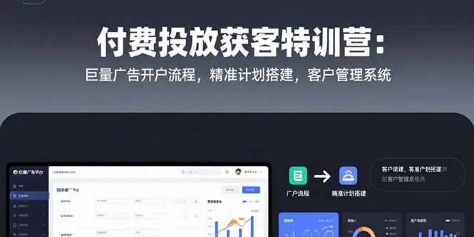 付费投放获客特训营：巨量广告开户流程，精准计划搭建，客户管理系统