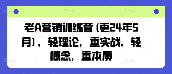 老A营销训练营(更25年7月)，轻理论，重实战，轻概念，重本质