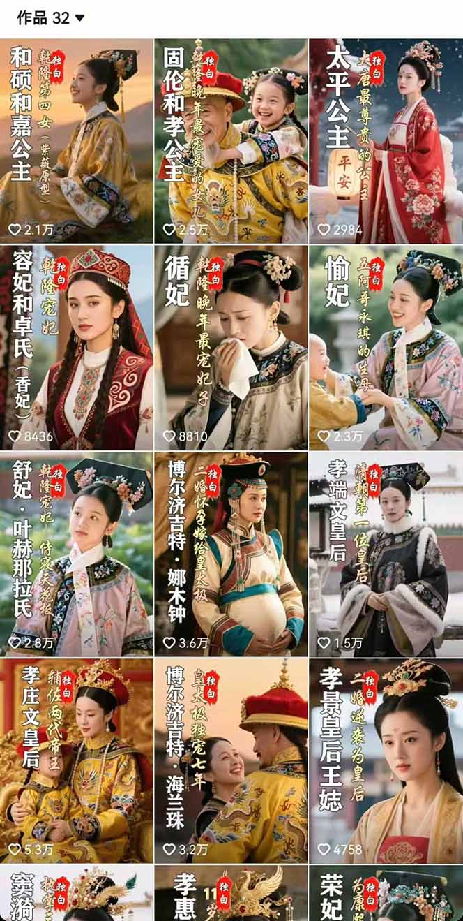 【精】一念秋辞，历史女性人物创作课：独白文案+AI克隆+蒙版剪辑，3个月涨粉22w+副业月入3w